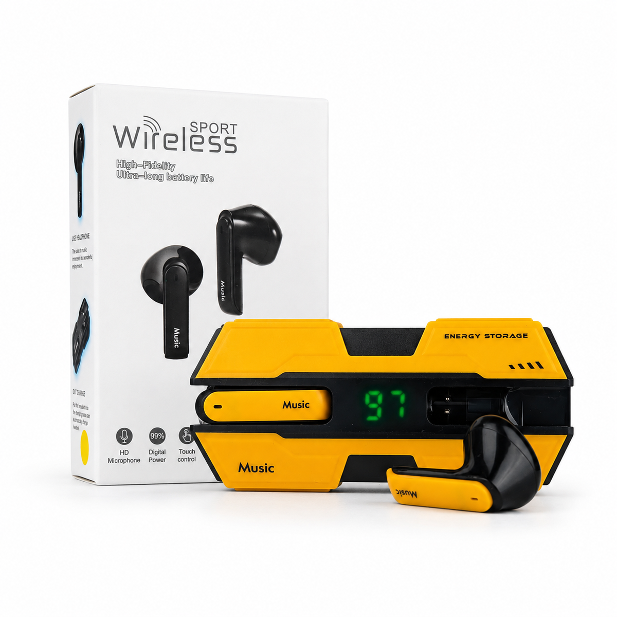 K8 Sport True Wireless Earbuds – In-Ear Bluetooth Earphones with Deep Bass, Touch Control, LED Digital Display & Secure Fit for Gym & Sports