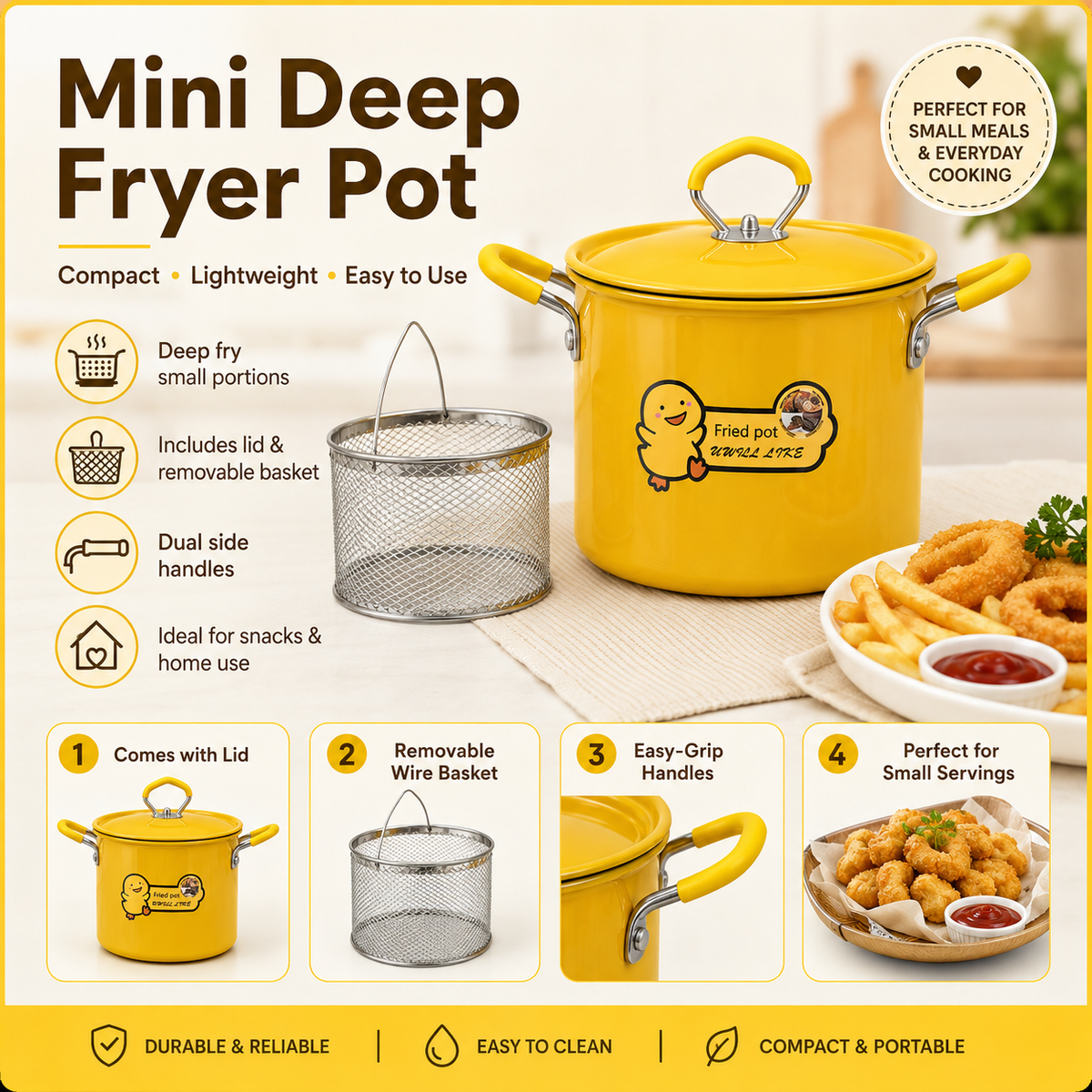 2L Stainless Steel Deep Fryer Pot with Basket