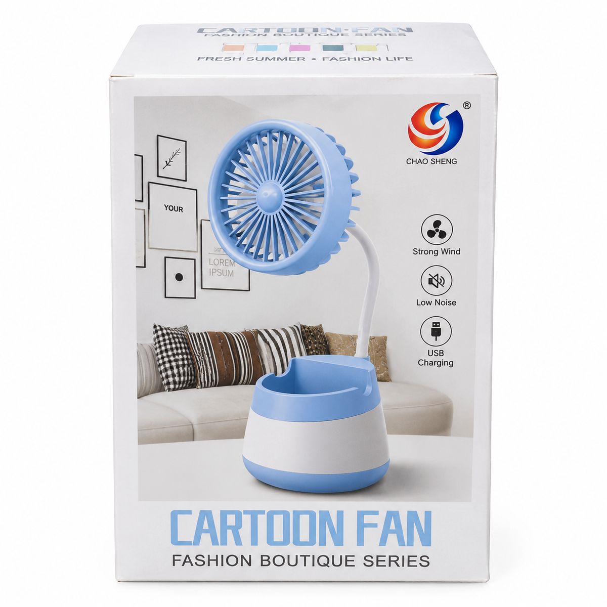 2-in-1 Rechargeable Mini Desktop Fan with Pen Holder Base – Cute Pastel Color Portable Study & Office Desk Cooling Fan with Storage Organizer