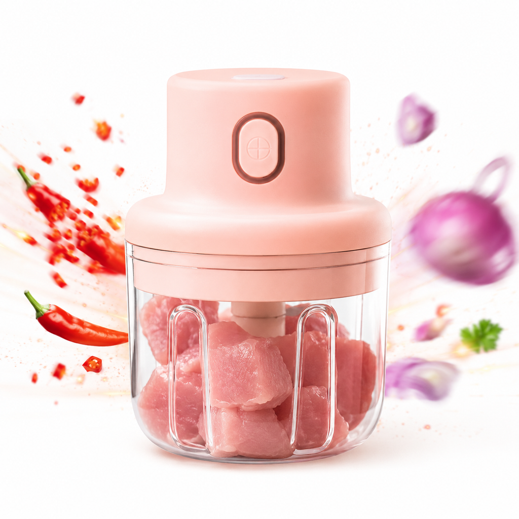 Intelligent Electric Rechargeable Vegetable Cutter & Mini Chopper – 250ml Wireless One-Touch Food Processor for Garlic, Ginger, Onion & Meat