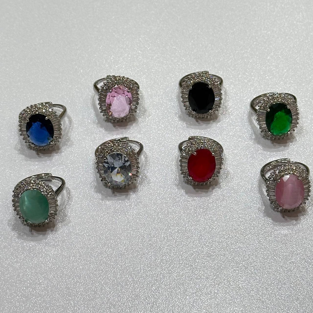 Elegant Crystal Stone Ring Set – 8 Color Variants