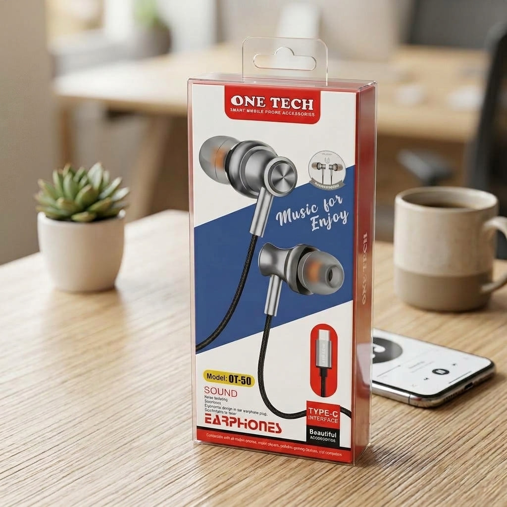 One Tech OT-50 Type-C wired in-ear earphone.