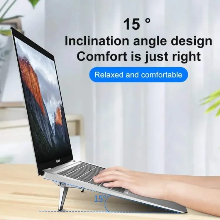 Mini Metal Foldable Laptop Stand (1 Pair) – Ergonomic Mini Desk Foot Riser, Non-Slip Silicone Support, Heat Dissipation & Portable Mount Holder for MacBook, Air, Pro, Lenovo & All Notebooks