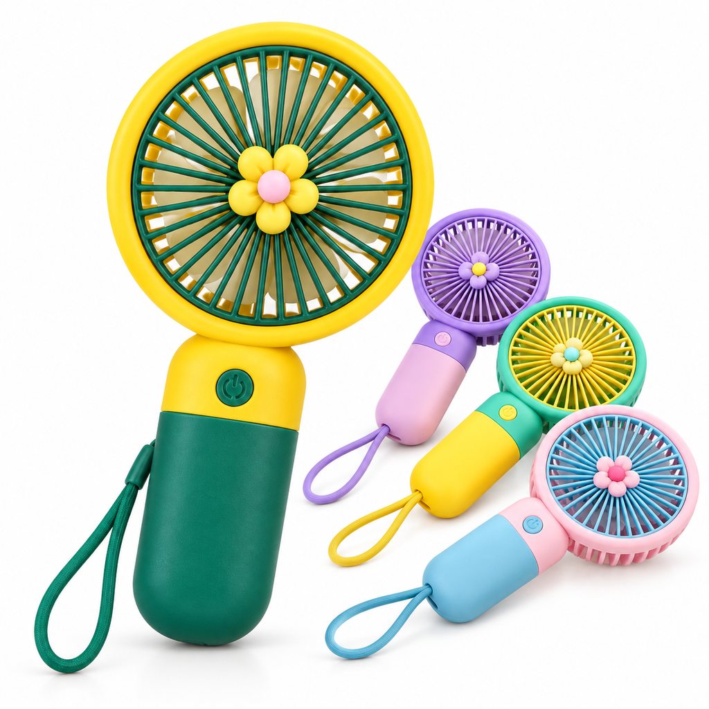 Handheld Portable Desktop Mini Fan – USB Rechargeable Pocket Sports Fan with 3 Speed Levels, Ultra-Quiet Motor, Lanyard & Versatile Indoor-Outdoor Use