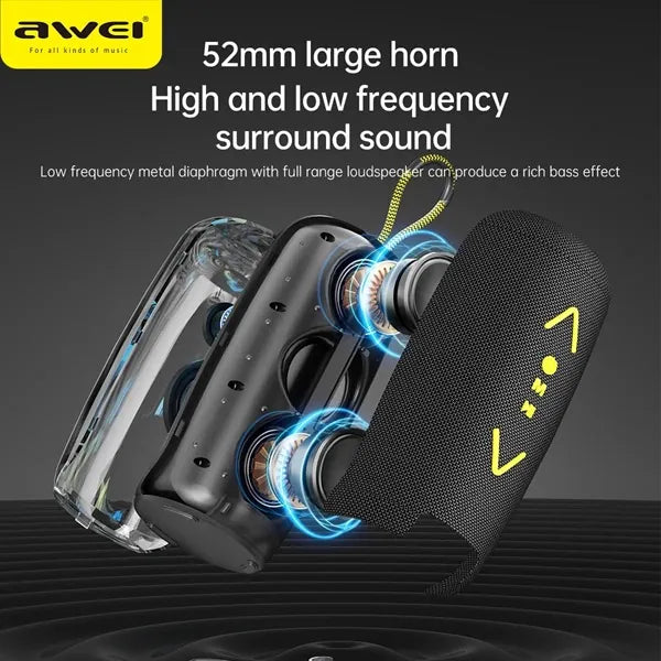 Awei KA32 Portable Wireless Bluetooth Speaker – 20W Dual Speakers, Bluetooth 5.3, IPX4 Waterproof, TWS Stereo & RGB Colorful Lights