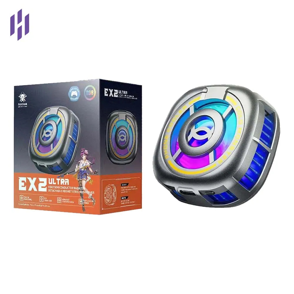 Plextone EX2 Ultra RGB Magnetic Mobile Phone Cooler – Advanced Semiconductor Refrigeration, Fast Cooling, MagSafe Compatible, Lightweight 63g & Silent High-Speed Fan for Gaming