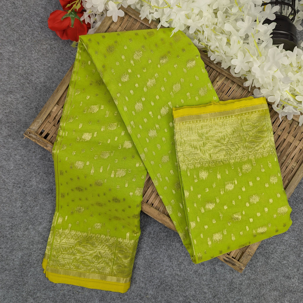 Half Silk Jamdani Saree (Off-White, Red, Purple, Lemon, Light Purple)
