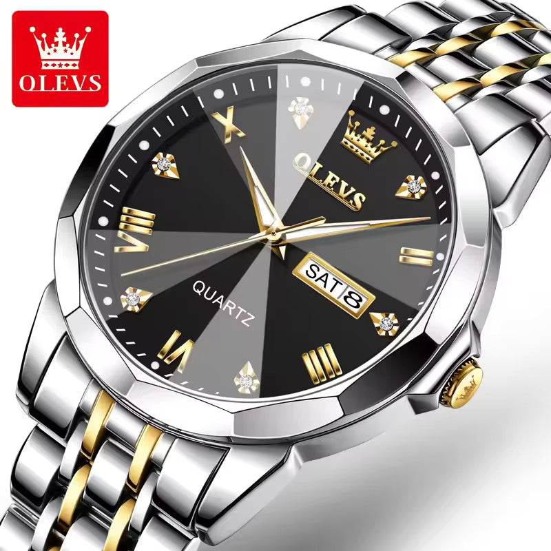 Butter Fly Lock OLEVS 9931G New Exclusive Design Quartz Watch for Men black Dail