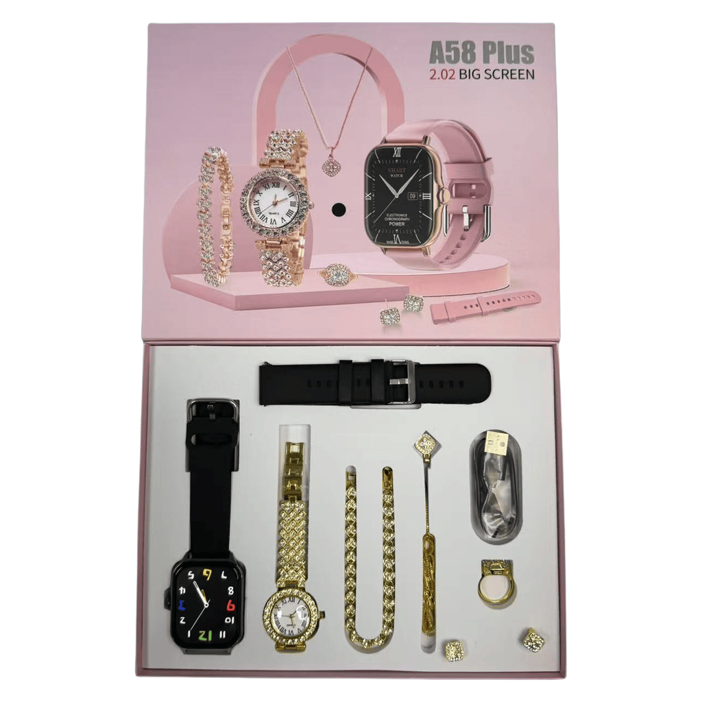 A58 Plus Smartwatch Gift Set For Girls ( 8 in 1)