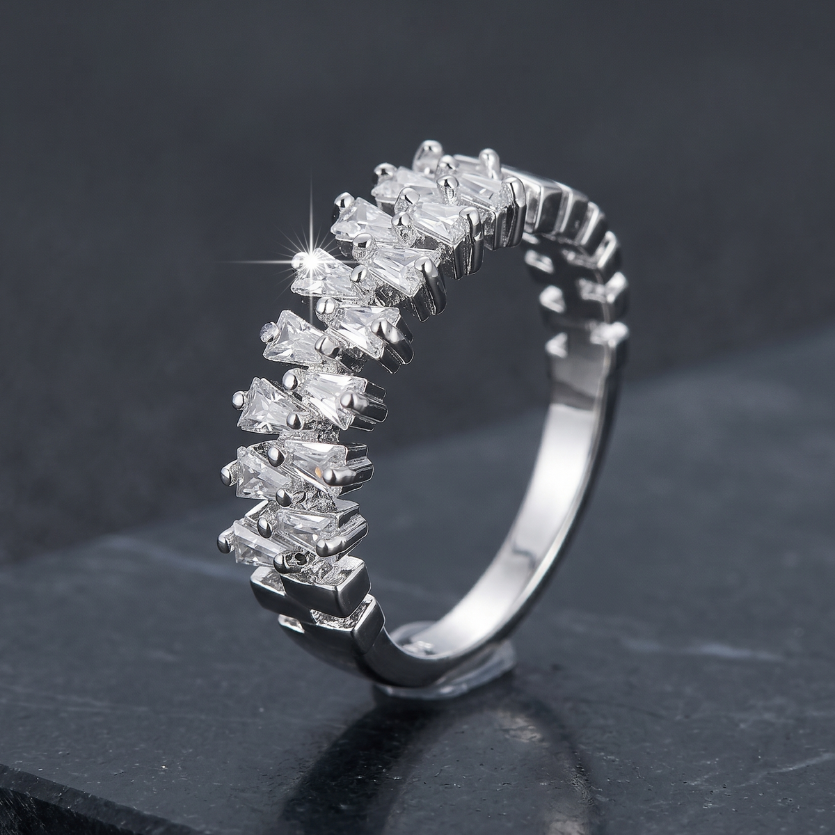 Double Rows Diamond Rings for Womens
