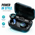M10 True Wireless Earbuds – Bluetooth 5.1 TWS with 2000mAh Power Bank Charging Case, LED Battery Display, IPX7 Waterproof & Hi-Fi 9D Bass