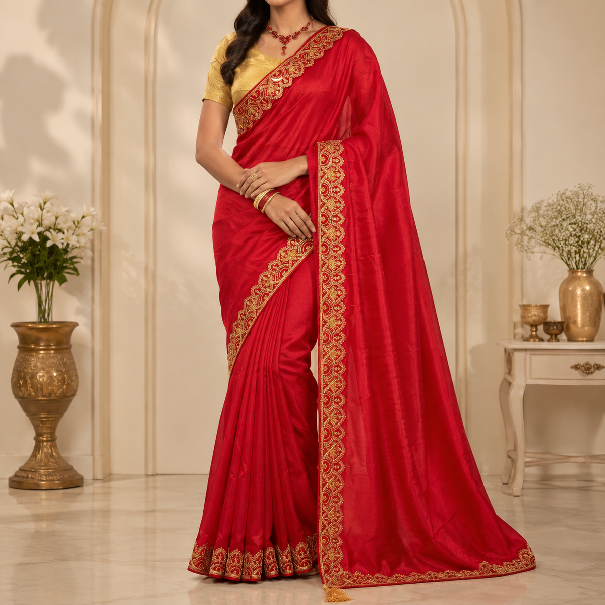Premium Dupion Silk Saree with Blouse Piece | Soft & Elegant Traditional Wear for Wedding, Eid & Party