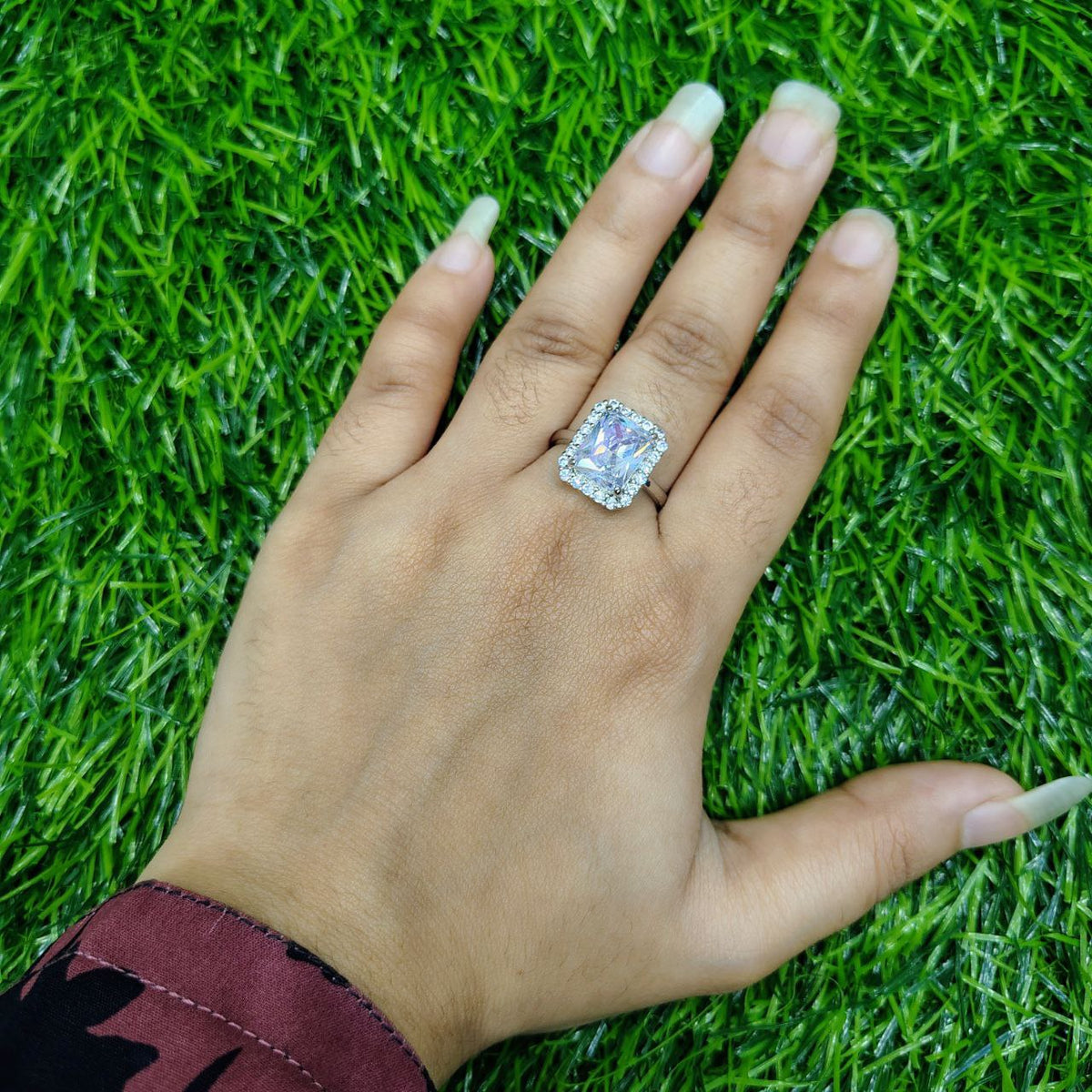 Elegant Square Zircon Stone Ring for Women