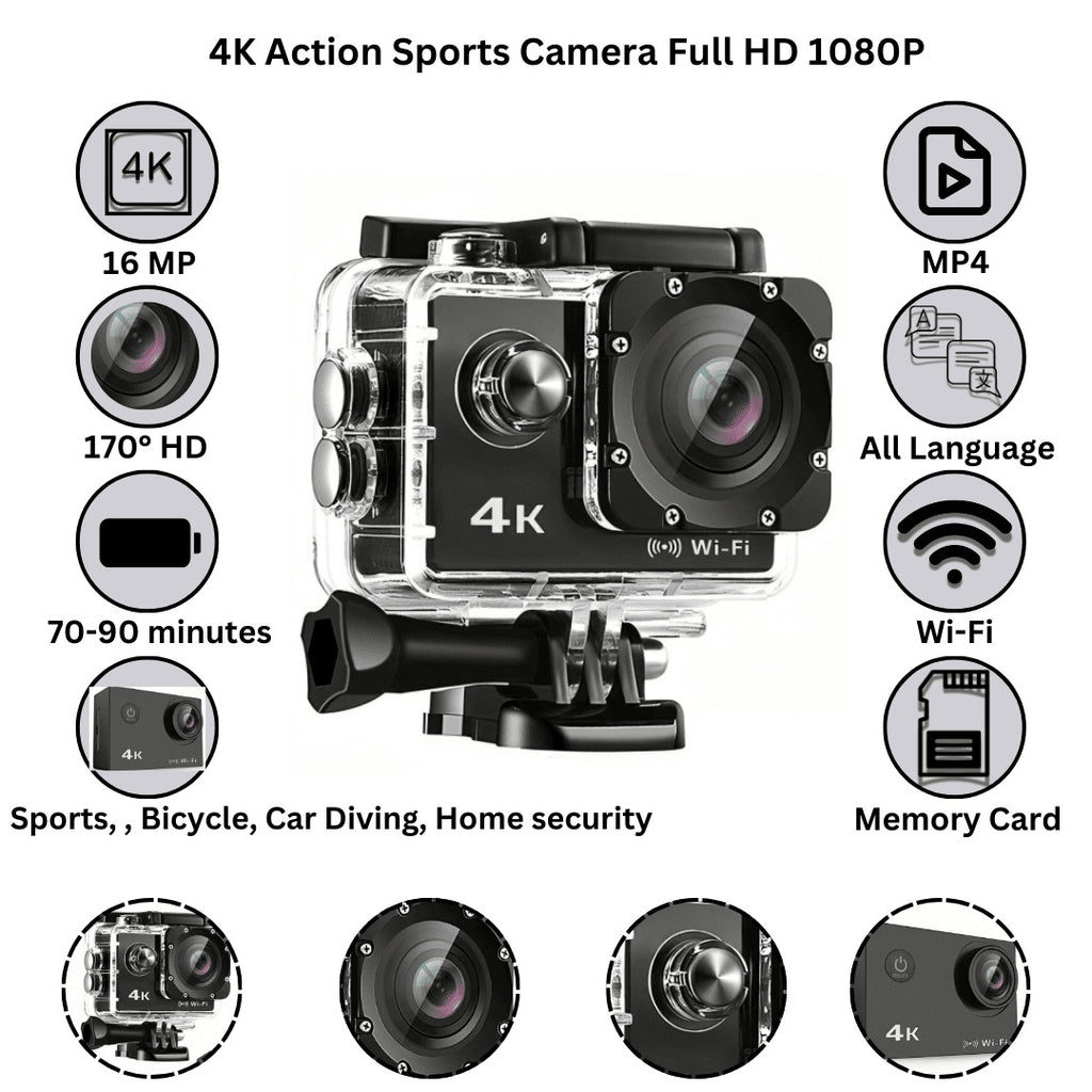 4K SPORTS ULTRA HD DV 30M Action Camera- Trendy Tech