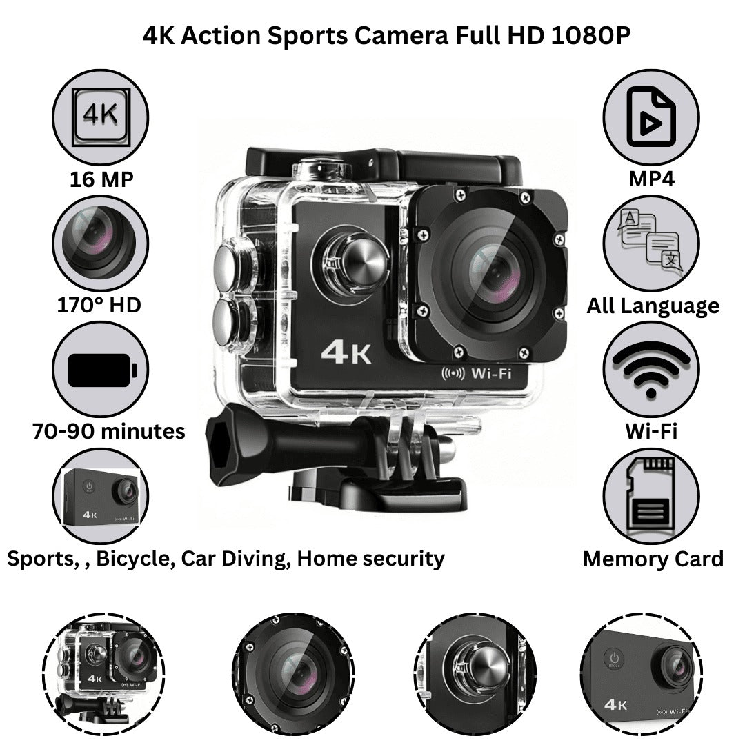 4K SPORTS ULTRA HD DV 30M Action Camera- Trendy Tech