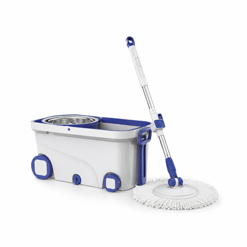 360-Degree Rotating Magic Spin Mop and Bucket Set with Wheels and Stainless Steel Dehydration Basket