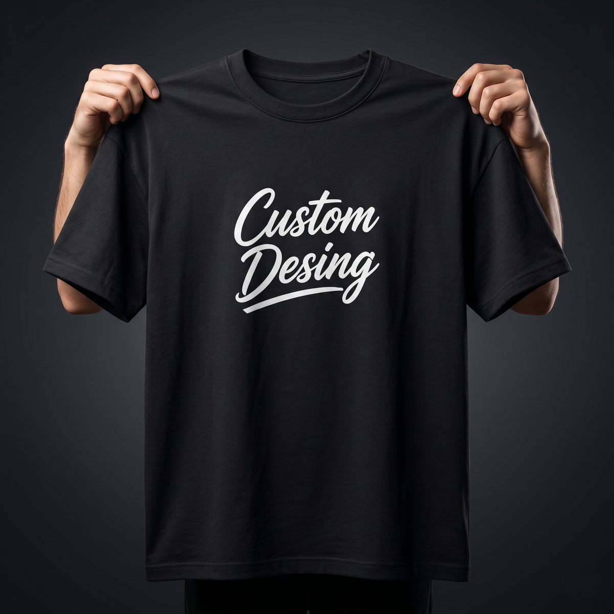 FIFA World Cup Special: 100% Cotton Custom Drop-Shoulder T-Shirt (Customize With Your Own Design)- Black
