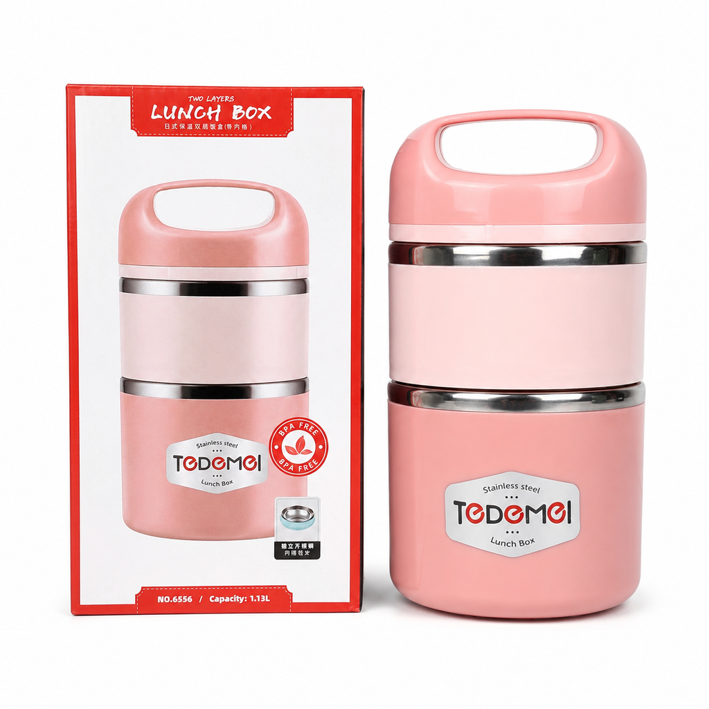 2.5 Layer 1.13L Stainless Steel Lunch Box – Leak-Proof, BPA-Free Airtight Tiffin Box with Handle for Office, School & Travel