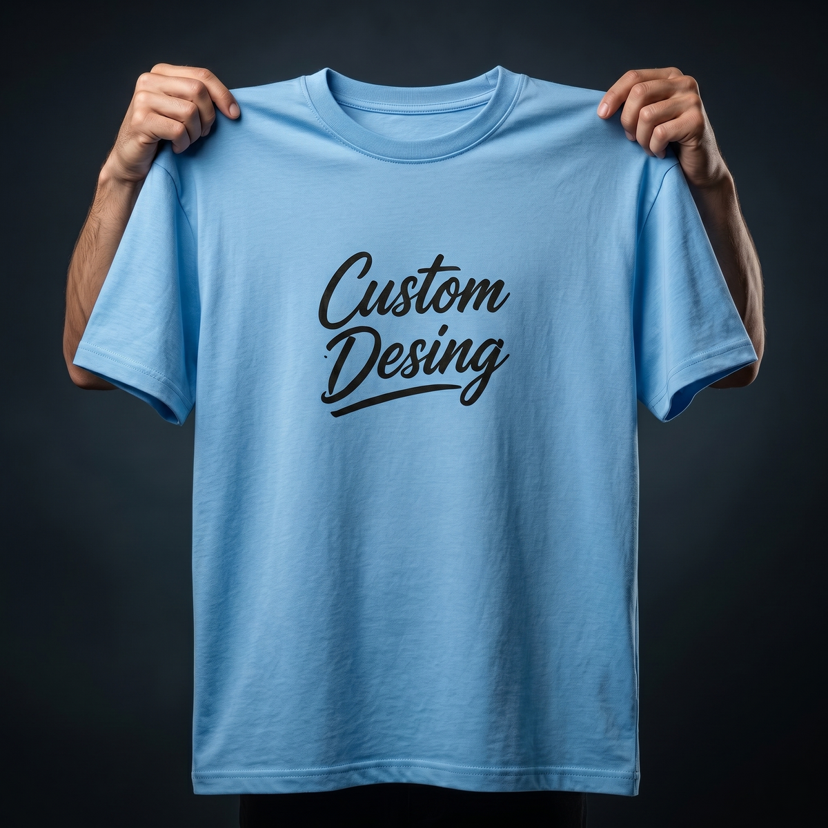 FIFA World Cup Special: 100% Cotton Custom Drop-Shoulder T-Shirt (Customize With Your Own Design)- Sky Blue