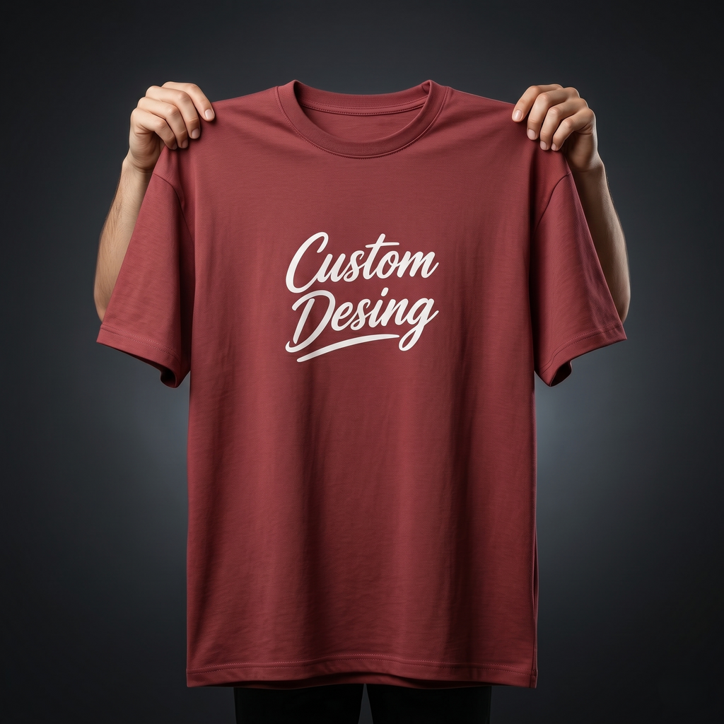FIFA World Cup Special: 100% Cotton Custom Drop-Shoulder T-Shirt (Customize With Your Own Design) - Maroon