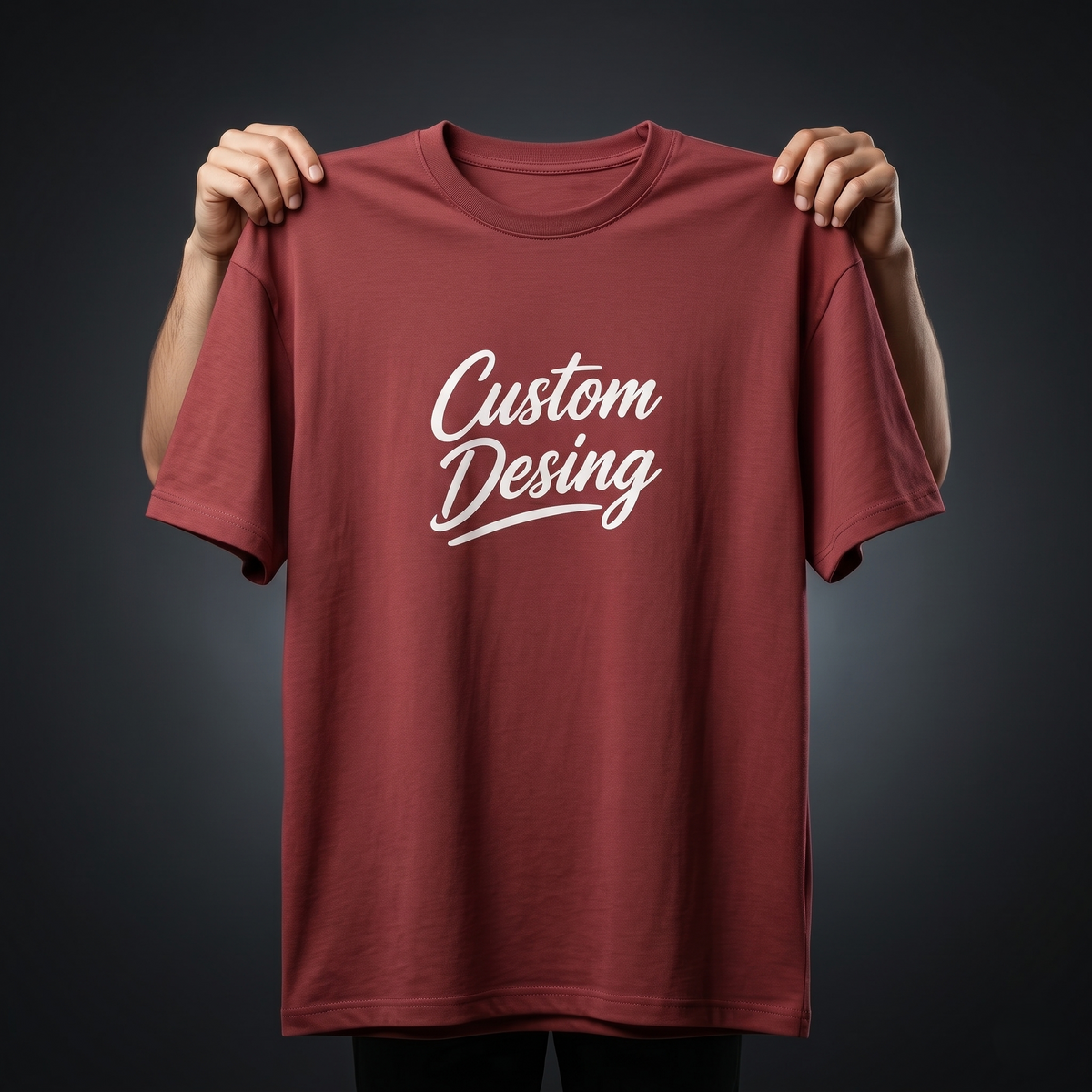 FIFA World Cup Special: 100% Cotton Custom Drop-Shoulder T-Shirt (Customize With Your Own Design) - Maroon
