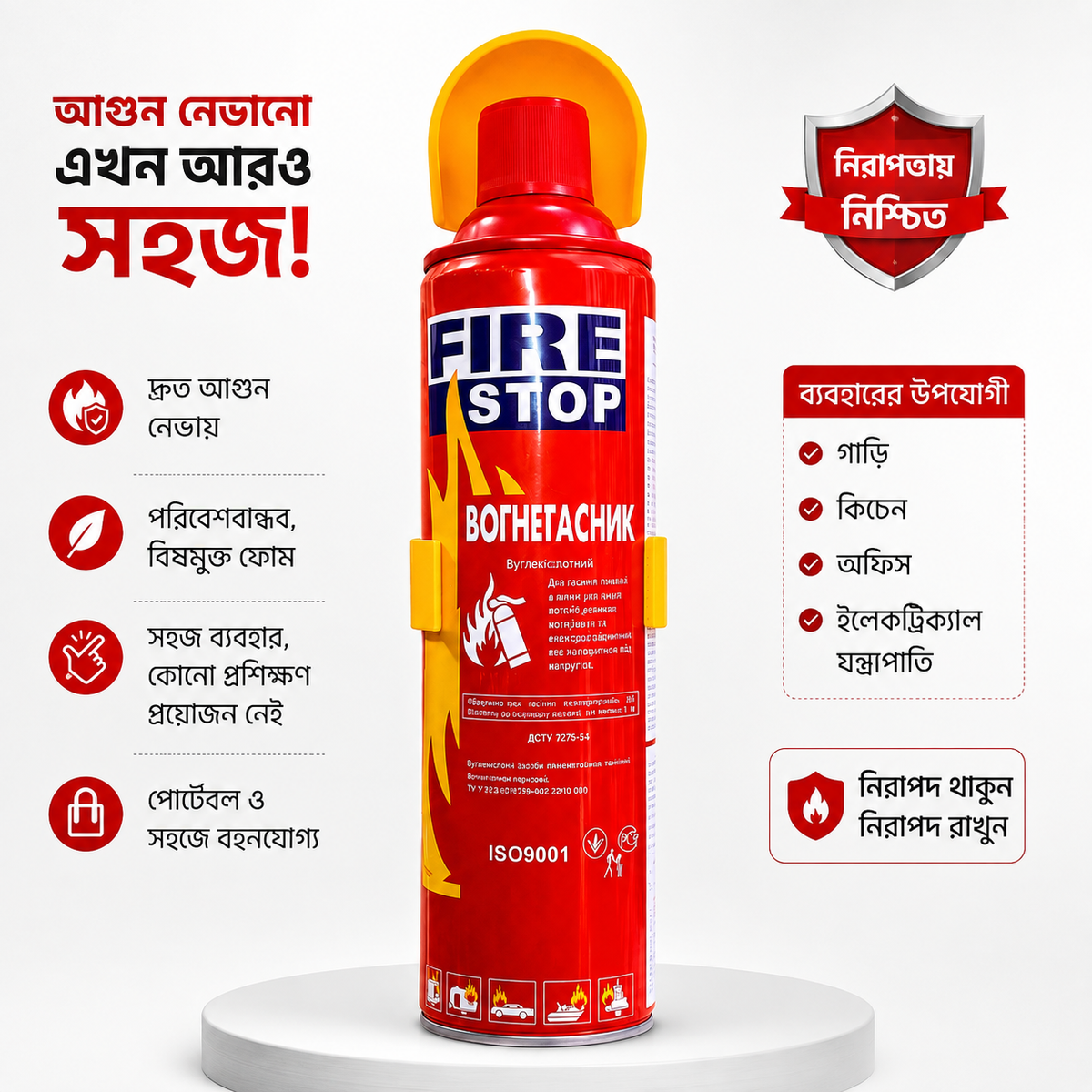 1000ml Fire Stop portable fire extinguisher spray