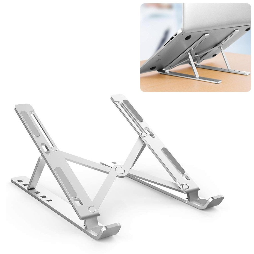 Aluminum Alloy Adjustable Foldable Laptop Stand – Portable Ergonomic Notebook Riser, 7-Level Height Adjustment, Heavy Duty 20kg Load Capacity & Universal Compatibility for All Laptops