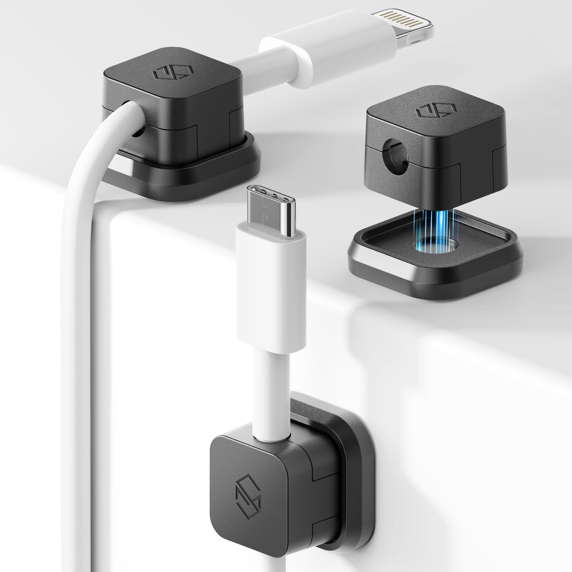 Magnetic Cable Organizer and Desktop Cord Management Holder