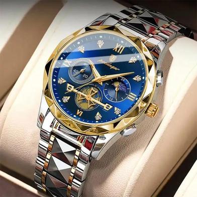 POEDAGAR 996 Luxury Man Luminous Chronograph Watch for Men Stainless Steel Men's Quartz Watches (Butterfly Lock)