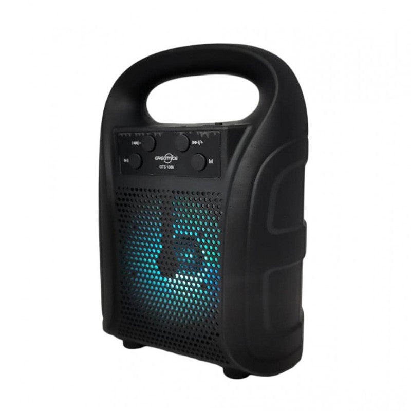 GREATNICE GTS-1386 Portable Wireless Bluetooth Speaker – 4-Inch Driver, LED Lighting Effects, FM Radio, USB/TF Card Support, 500mAh Battery & 10M Range