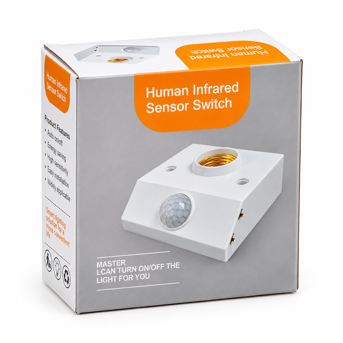 Human Infrared PIR Motion Sensor Bulb Holder – Automatic Smart Light Switch with Adjustable Time-Delay & Lux Control for Energy Saving