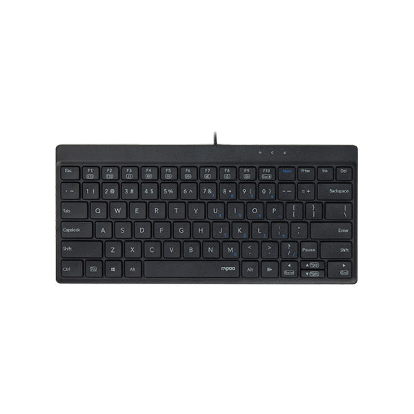 Rapoo NK8000 USB Wired Compact Keyboard (Black) – Space-Saving 80-Key Layout, Durable Laser-Carved Keycaps, FN Multimedia Hotkeys & 2-Year Warranty