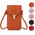 Women's PU Leather Phone Holder Crossbody Bag - Brown