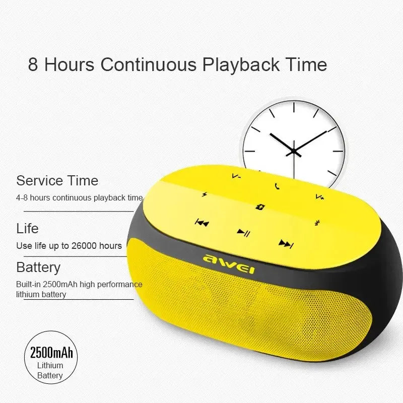 Awei Y200 Portable Wireless Bluetooth Speaker – 9W Dual Drivers, Bluetooth 4.2, TF Card & AUX Support, 2500mAh Battery with 6 Months Warranty