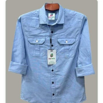 Double Pocket  shirt for men(sky)