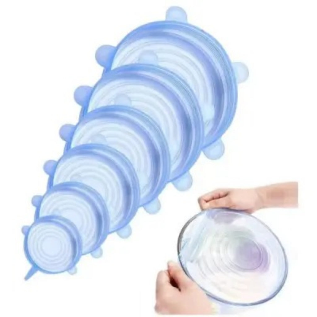 6Pcs Silicone Stretch Lids Reusable Food Storage Reusable Various Sizes Cover for Bowls