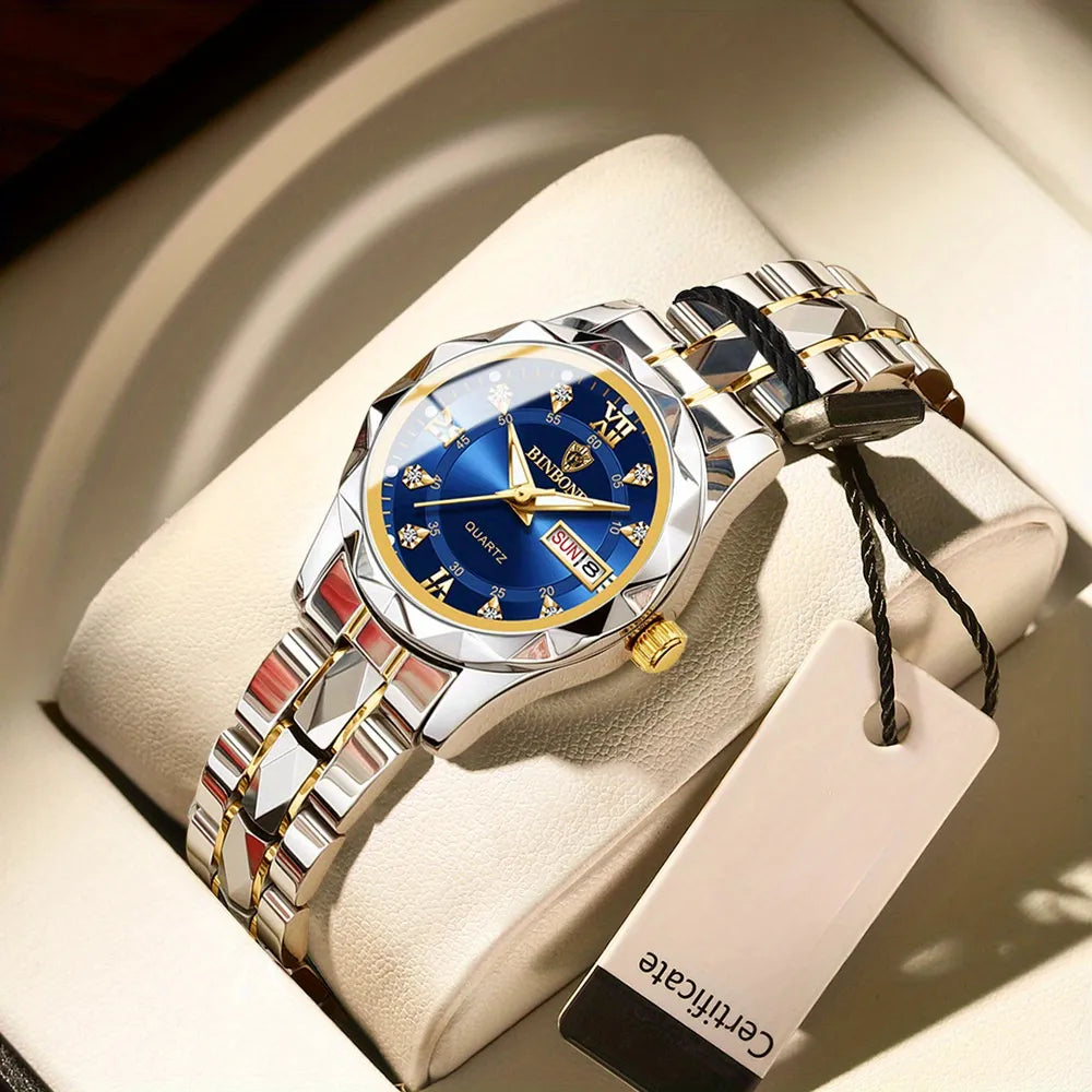BINBOND Top Brand Luxury Fashion Couple Watches 30M Week Date Clock Sport Quartz