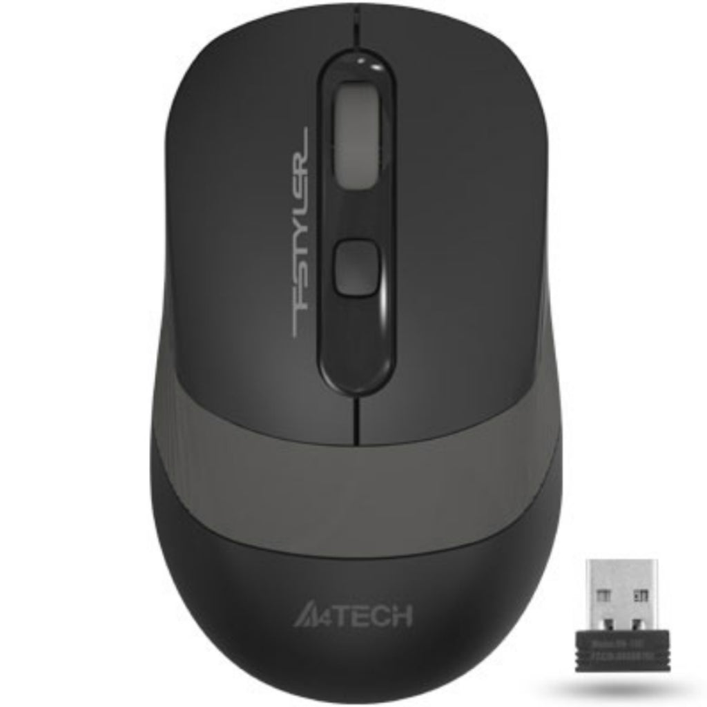 A4Tech FG10 2.4GHz Wireless Optical Mouse – Silent Click, Ergonomic Symmetric Design, 10-15M Range, Nano USB Receiver & Long Battery Life