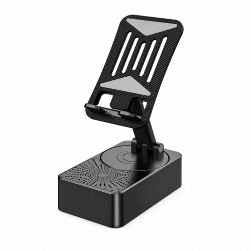 3-in-1 Foldable Mobile Phone Holder with Bluetooth Speaker – Adjustable Desktop Phone Stand, TWS 5.3 Audio, Power Bank & Portable Stand