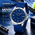 CRRJU 5025 Men's Stylish Premium Quartz Watch – Minimalist Dial, Rotating Bezel Look, 3ATM Water Resistant, Soft Silicone Strap & Luminous Hands Sport Wristwatch