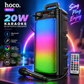 Hoco BS52 20W Karaoke Bluetooth Speaker – 6.5-Inch Dual Drivers, Bluetooth 5.0, TWS, FM, USB/TF Support, RGB Lights & Wired Microphone Included