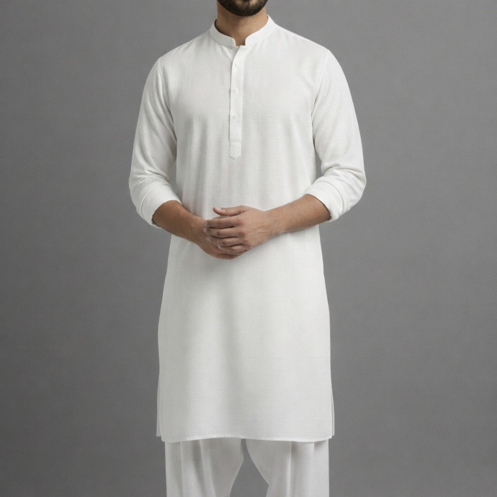 10 Pcs White Solid Punjabi Combo