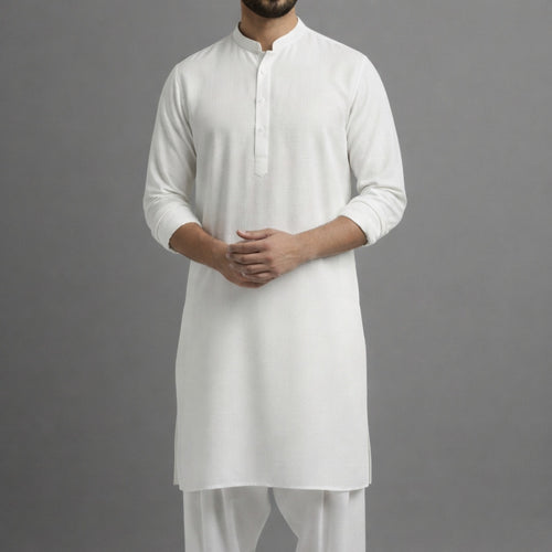 10 Pcs White Solid Punjabi Combo