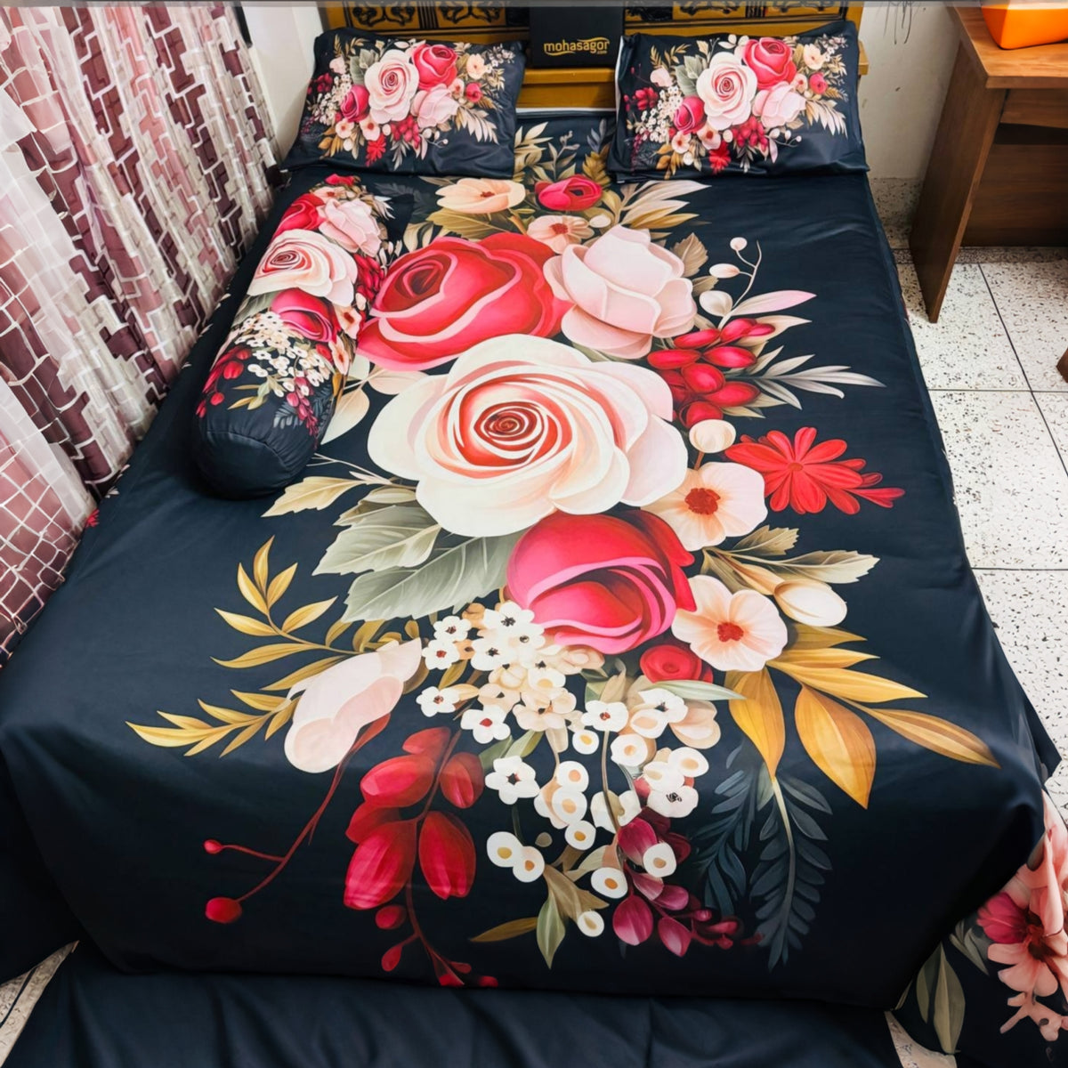 China Premium 3D Design Bed Sheet(red)