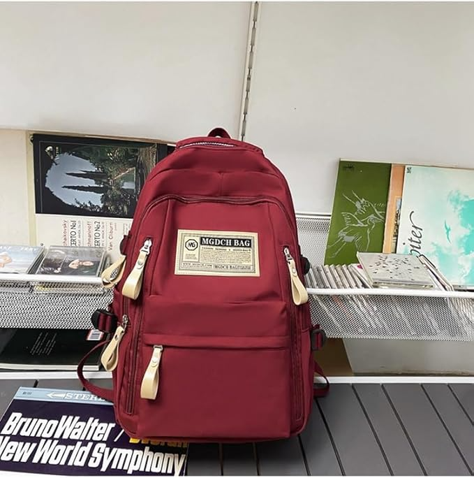 Aesthetic Large Capacity Backpack (Red)