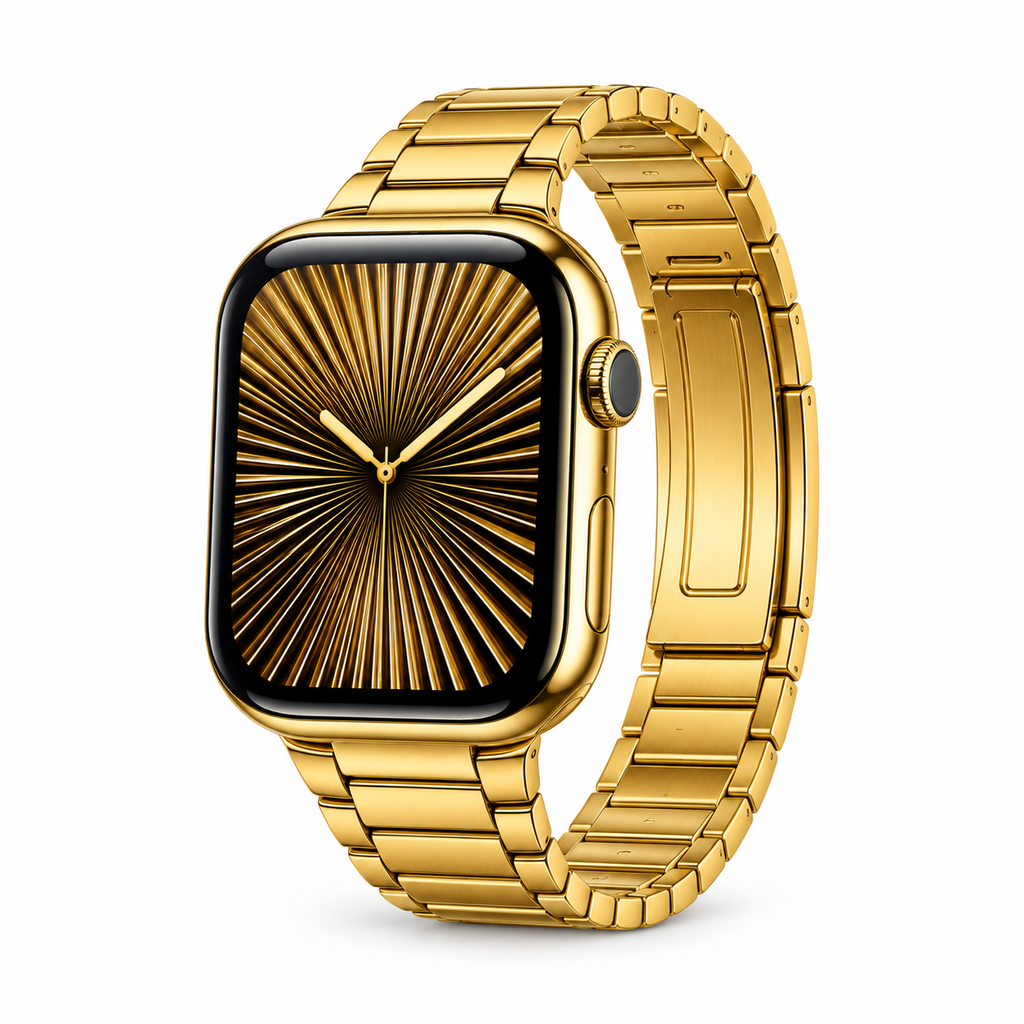 ZT-009 Series 10 Golden Edition Smartwatch (7-in-1 Combo) – 49mm Bold Case, 2.01" Infinite Display, Bluetooth Calling, 7 Interchangeable Straps (Metal Chain & Silicon) & Wireless Charging