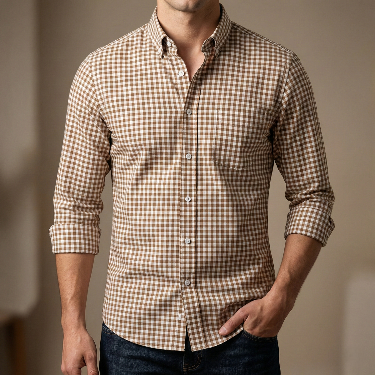 Mens long sleeve Grameen check shirt