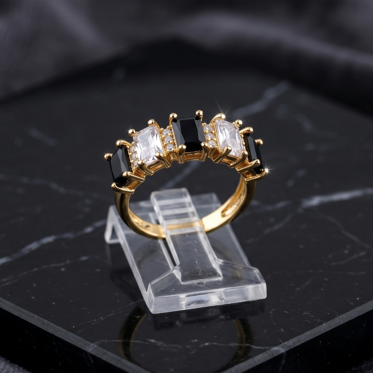 vibrant gold ring adorned with colorful gemstones.