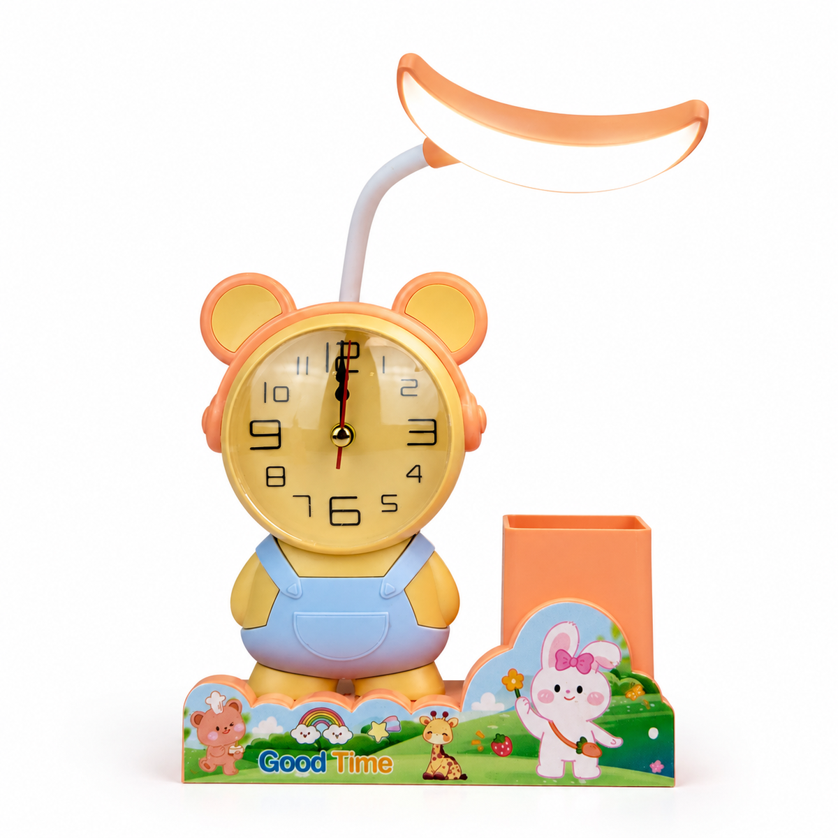 3 in 1 Table Lamp with Analog Clock & Pen Holder