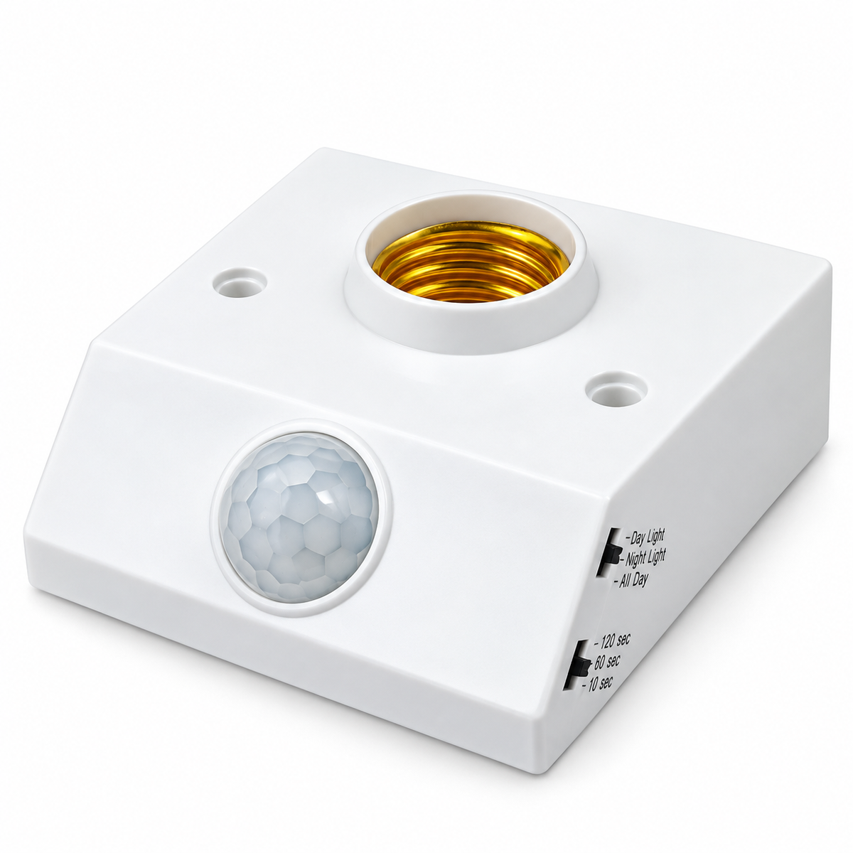 Human Infrared PIR Motion Sensor Bulb Holder – Automatic Smart Light Switch with Adjustable Time-Delay & Lux Control for Energy Saving